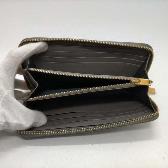 Saint Laurent Long Wallet Gray Leather - Picture 4 of 9